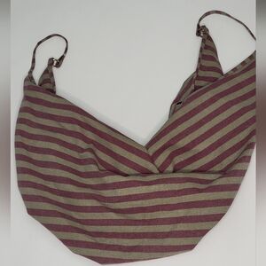 Striped Burgundy and Tan Tote Bag